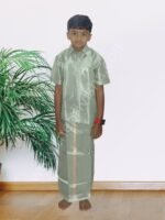 Privisha Silk Kids Shirt and Dhotis Combo Set – Premium Grey
