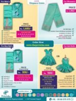 Privisha Soft Silk Gown Combo Set - Elegance Green - Image 3