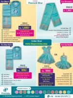 Privisha Soft Silk Saree Combo Set - Peacock blue - Image 3