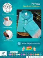 Privisha Silk Shirt and Dhotis Combo Set – Peacock Blue - Image 5