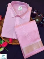 Privisha Silk Shirt and Dhotis Combo Set – Baby Pink