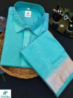 Privisha Silk Shirt and Dhotis Combo Set – Peacock Blue