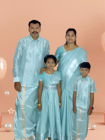 Privisha Soft Silk Saree Combo Set - Peacock blue - Image 2