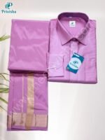 Privisha Silk Shirt and Dhotis Combo Set – Pink - Image 3