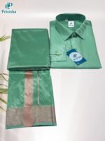 Privisha Silk Kids Shirt and Dhotis Combo Set – Pista Green - Image 3