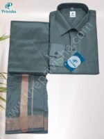 Privisha Silk Shirt and Dhotis Combo Set – Premium Grey - Image 3