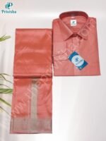 Privisha Silk Shirt and Dhotis Combo Set – Royal Orange - Image 3