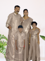 Privisha Soft Silk Gown Combo Set - Silver Green - Image 2