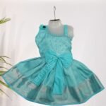 Privisha Soft Silk Gown Combo Set - Peacock Blue