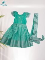 Privisha Soft Silk Pattu Pavadai Combo Set – Elegance Green - Image 3