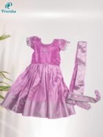 Privisha Soft Silk Pattu Pavadai Combo Set – Pink - Image 3