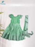 Privisha Soft Silk Pattu Pavadai Combo Set – Pista Green - Image 3