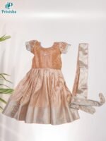 Privisha Soft Silk Pattu Pavadai Combo Set – Smoothy Orange - Image 3